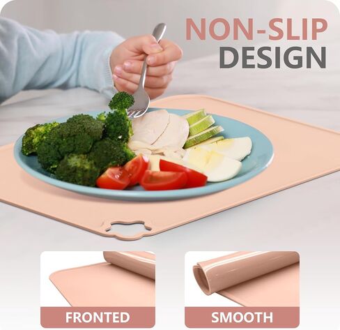 Cutebe Silicone Placemat for Toddles Kids Non-Slip Reusable Portable Kids Placemats for Dinning Table Heat Resistant Placemats, Baby Placemat Stain Resistant Silicone Mat for Dining Table 3 Pack in Saudi Arabia