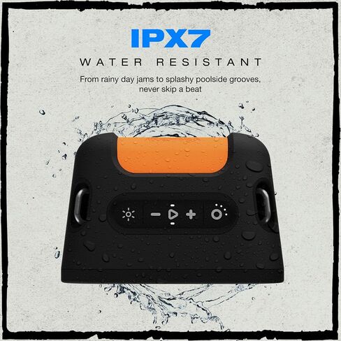 Stomp XL Bluetooth Speaker – IPX5 Waterproof Wireless Portable Speaker, with LED Lightshow & Strobe Modes, 12 Hour Battery, Multi-Link, & USB-C & USB-A Output Charging, Black in Saudi Arabia