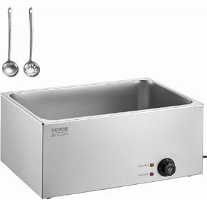 VEVOR 4-Pan Commercial Food Warmer, 16.4QT Electric Steam Table, 1200W Professional Countertop Stainless Steel Buffet Bain Marie with 86-185°F Temp Control for Catering and Restaurants, Silver