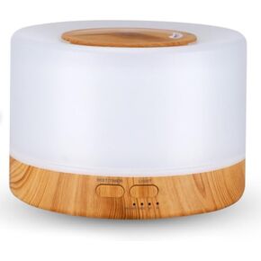 Wild Essentials 700ml Designer Large Room Essential Oil Diffuser, 5 in 1 Ultrasonic Aromatherapy Vaporizer Cool Mist Humidifier, Home, Office, Bedroom, Timer, Auto-Off, 7 Color LED (Wood and White)