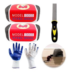 Daily Treasures 2pcs Steel Wool with Seal Putty, Prevent Steel Wool Mice Control Rust White Wall Seal Mud, Sharp to Prevent Rodents Excluder Mesh, Mouse Hole Filler for Holes Cracks in Garden House