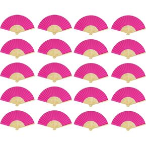 FoDau770 Classical Folding Fans, 20 Pieces Bamboo Handheld Fans, Pink Hand Fans for Cosplay, Dancing, Decoration, Party