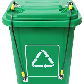 Trash Can Lid Lock, Trash Bins Locks Stop Animals from Rummaging Universal Lid Lock for Outdoor Garbage Cans Durable Rubber Coated Braided Wire Rope Stainless Steel Hasps(2 Pack)