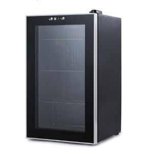 BLACK+DECKER 2.4 Cu. Ft. Beverage Cooler, Beverage Fridge with Double Pane Glass Door, Drink Fridge and Beverage Refrigerator with 76-Can Capacity for Home Bar, Home Office and More