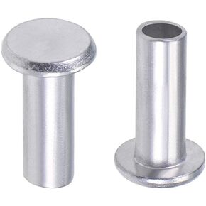 uxcell 50 Pcs 6mm x 16mm Aluminum Flat Head Semi-Tubular Rivets Silver Tone