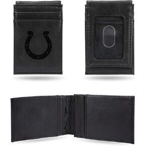 Rico Industries Laser Engraved Front Pocket Wallet, Indianapolis Colts, Black, 2.75" x 4"