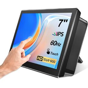 7 Inch Touchscreen Monitor, 1920×1080 IPS Portable Touchscreen Monitor gamut 72% NSTC Support VESA Compatible with R Pi 4/3/2 Windows 10/8/7