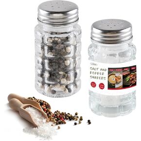 Salt and Pepper Shakers, JJOO Glass Salt Shaker with Stainless Steel Tops (Retro Sytle, 40ml)