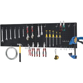 Metal Pegboard Wall Organizer for Garage,4pcs Pegboard Panels 63PCS Pegboard Accessories Organizer Kit with Hooks, Peg Locks, Pegboard Storage System include Mounting Hardware for Workbench, Garage in Kuwait