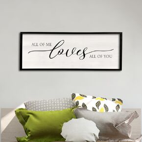 All Of Me Loves All Of You Wall Decor 40''×15'' Modern Master Bedroom Above Bed Sign Large Vintage Wood Framed Farmhouse Over Bed Bedside Wall Home Love Quote Wall Art Hanging (Wood)
