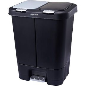 Step N' Sort 11 Gallon, Dual Trash and Recycling Bin with Slow Close Lid,Black,40 Liter,SNS402-B
