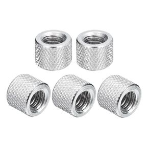 uxcell 20Pcs Knurled Thumb Nut, 1/4"-20x10mm Hand Nut Pass Hole Nut Aluminum Alloy Diamond Knurled Camera Tripod Pass Hole Nut Lock Adjusting Nuts for 3D Printer, Silver