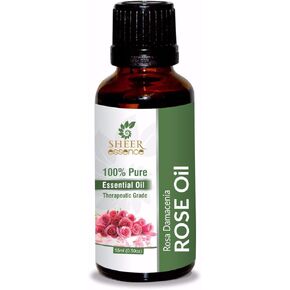 Rose Oil (Rosa Damascena) Steam Distilled 100% Pure Natural Undiluted Therapeutic Grade Essential Oil - Fragrance Oil - Perfume Oil Benefits for Mood, Skin and for Gift 0.16 Fl. Oz.