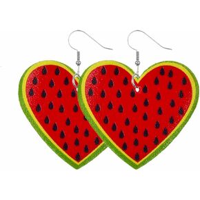 Handmade Leather Fruit Earrings for Women Girls Lightweight Colorful Lifelike Watermelon Banana Mango Cherry Summer Tropical Fruits Soft Delicate Dangle Drop Earrings for Hawaiian Beach Vacation Jewelry Gifts