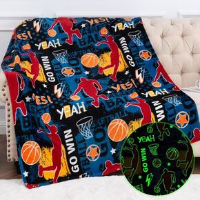 Basketball Gifts for Boys Girls Toddler Toys - Glow in the Dark Basketball Blanket for Kids Youth Age 3 4 5 6 7 8 9 10 11 12 14 Years Old - Basketball Stuff for Men Womens Halloween Birthday Christmas