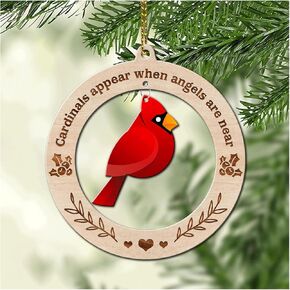 HYTURTLE Memorial Cardinal Christmas Ornament Tree Decoration Gifts for Loss of Loved Ones - Memorial Sympathy Gifts - Cardinal Ornament Decor - I Am Always with You Acrylic Circle Ornament