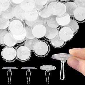 ANCIRS 60 Pcs Self Adhesive Ceiling Hooks, Clear Sticky Hooks for Hanging, Removable Sticker Hooks, No Drill Ceiling Hook for Plants, Lights, Clothes, Bags