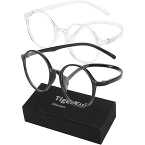 Blue Light Blocking Glasses for Men and Women - for Computer, Gaming, Work - Round Frame - TR90 Frame – 2 Pack