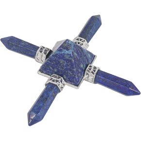 Pyramid 4 Chakra Points Energy Generator, Decorate Reiki Healing Crystal Stone,Lapis Lazuli