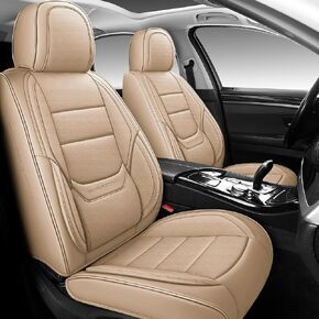 NS YOLO Full Coverage Car Seat Covers Universal Fit for Cars SUVs Pick-up Trucks with Waterproof Leatherette in Automotive Vehicle Interior Accessories (Grey, Full Set(5 Seats))