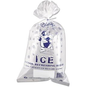Inteplast Group Ice Bag, 11 x 20, 8lb Capacity, 1.5mil, Clear/Blue, 1000/Carton