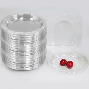 6 Inch Clear Plastic Plates 100 Bulk Pack - Disposable Cake Plates for Dessert & Appetizers, BBQ, Party, Travel and Events, Microwavable Recyclable