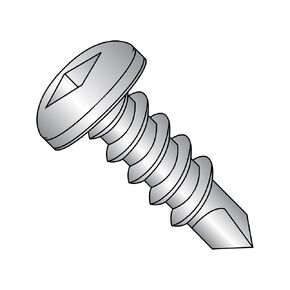 Small Parts 0816KQP410 410 Stainless Steel Self-Drilling Screw, Plain Finish, Pan Head, Square Drive, #2 Drill Point, #8-18 Thread Size, 1" Length (Pack of 25)