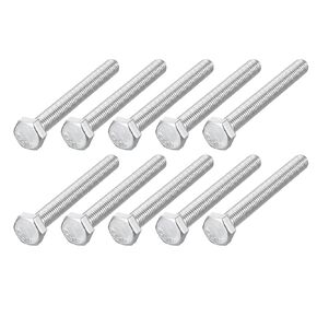 Hex Bolts (M8-1.25x75mm) 10Pcs, 304 Stainless Steel Coarse Fully Threaded Hex Head Screw Bolt Machine Screws - for Furniture Repair, Silver