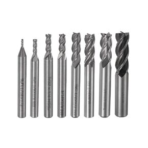uxcell Square Nose End Mills Sets 4-Flute 1/4" 1/8" 3/8" 3/16" 1/2" 1/16" 5/32" 5/16" High-Speed Steel CNC Milling Cutter Bits Tool for Aluminum Steel Cutting Metalworking