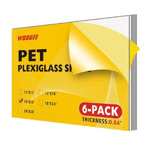 6 Pieces 16x20x0.04 Inch Clear PET Plexiglass Sheets, Flexible Acrylic Sheets for Craft Project