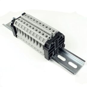 ASI RAAK6NJ21-10 10 Gang Solar Combiner and Power Distribution Terminal Block Assembly with Jumpers, 24-8 AWG, 50 Amp, 300 Volt