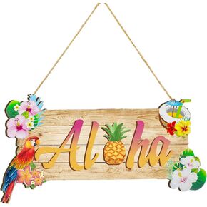 لوحة ألوها الخشبية للتعليق على الحائط من هاوايان ألوها، باب خشبي معلق من خشب ألوها الصيفي، علامة خشبية استوائية، لوازم حفلات ألوها لديكور حفلات هاواي in Kuwait