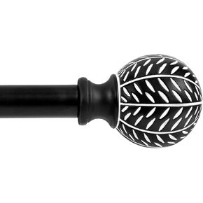 Wood Curtain Rods for Windows 28 to 48 Inch (2.3-4 ft),1'' Diameter Drapery Rods with Imitation Wood Grain Leaf Pattern Finials,Boho Adjustable Heavy Duty Curtain Rods Set,18-45''