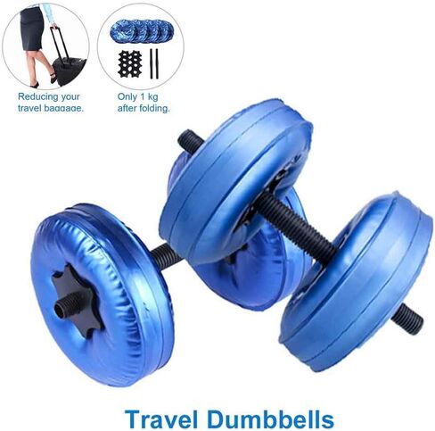 Water Filled Dumbbell 2pcs Indoor Portable Travel Gym PVC Body Building Workout Home Exercise Adjustable Barbells Weightlifting Sports Fitness Equipment in Saudi Arabia