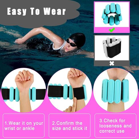 أوزان للمعصم والكاحل للنساء والرجال، مجموعة أوزان للذراع والساق قابلة للتعديل مكونة من 2 (1 رطل لكل منهما)، أساور من السيليكون قابلة للارتداء لأوزان الكاحل للمنزل وصالة الألعاب الرياضية والتمارين أثناء السفر للبيلاتيس والمشي والسباحة والزومبا والجري in Kuwait