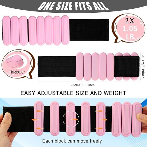 Wrist & Ankle Weights for Women Men, Adjustable Arm & Leg Weights Set of 2(1Lbs Each), Wearable Silicone Ankle Weights Bangles Home & Gym & Travel Workout for Pilates, Walking, Swimming, Zumba,Running in Saudi Arabia