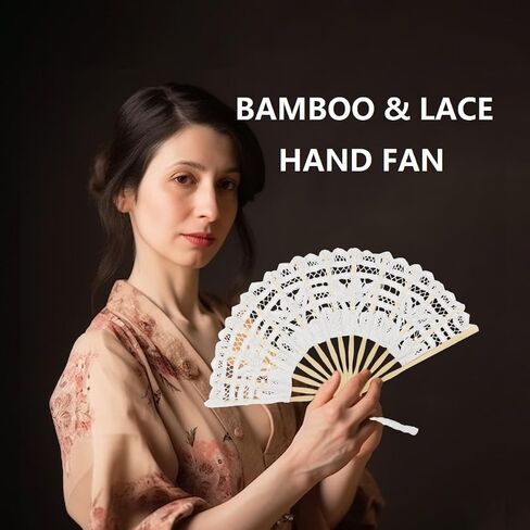 TopTie Dark Purple Lace Fan, Bamboo Lace Folding Fan, Elegant Cotton Fabric Hand Fans for Women with Bamboo Staves and Silk Tassels, Perfect for Wedding, Party, Halloween Decoration in Saudi Arabia