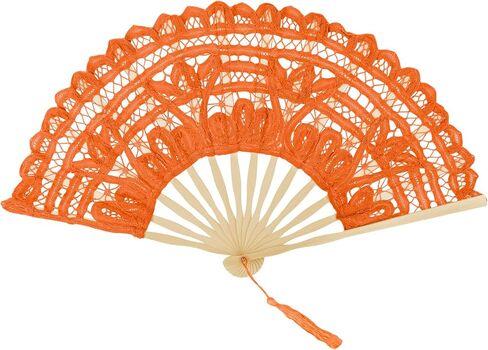 TopTie Dark Purple Lace Fan, Bamboo Lace Folding Fan, Elegant Cotton Fabric Hand Fans for Women with Bamboo Staves and Silk Tassels, Perfect for Wedding, Party, Halloween Decoration in Saudi Arabia