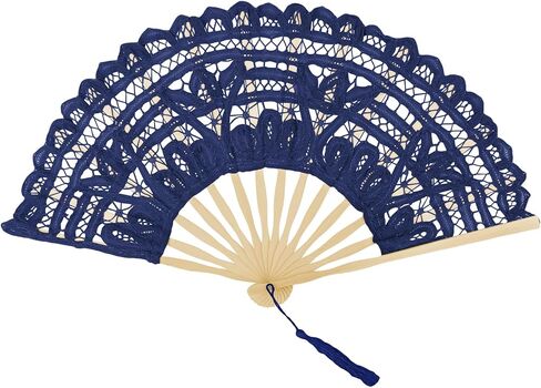 TopTie Dark Purple Lace Fan, Bamboo Lace Folding Fan, Elegant Cotton Fabric Hand Fans for Women with Bamboo Staves and Silk Tassels, Perfect for Wedding, Party, Halloween Decoration in Saudi Arabia
