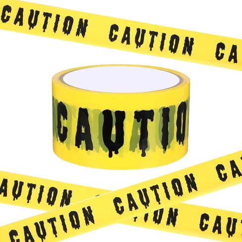 Halloween Caution Tape 1.88 in x 82ft Safety Barrier Hazard Warning Tape Yellow Caution Tape Roll Scary Hazard Warning Tape For Creepy Scary Indoor Outdoor Crime Scene Haunted Houses(Caution) in Saudi Arabia