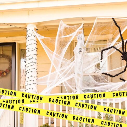 Halloween Caution Tape 1.88 in x 82ft Safety Barrier Hazard Warning Tape Yellow Caution Tape Roll Scary Hazard Warning Tape For Creepy Scary Indoor Outdoor Crime Scene Haunted Houses(Caution) in Saudi Arabia