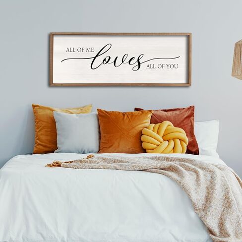 All Of Me Loves All Of You Wall Decor 40''×15'' Modern Master Bedroom Above Bed Sign Large Vintage Wood Framed Farmhouse Over Bed Bedside Wall Home Love Quote Wall Art Hanging (Wood) in Saudi Arabia