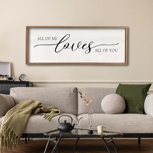 All Of Me Loves All Of You Wall Decor 40''×15'' Modern Master Bedroom Above Bed Sign Large Vintage Wood Framed Farmhouse Over Bed Bedside Wall Home Love Quote Wall Art Hanging (Wood) in Saudi Arabia