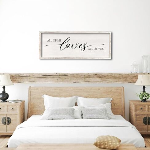 All Of Me Loves All Of You Wall Decor 40''×15'' Modern Master Bedroom Above Bed Sign Large Vintage Wood Framed Farmhouse Over Bed Bedside Wall Home Love Quote Wall Art Hanging (Wood) in Saudi Arabia