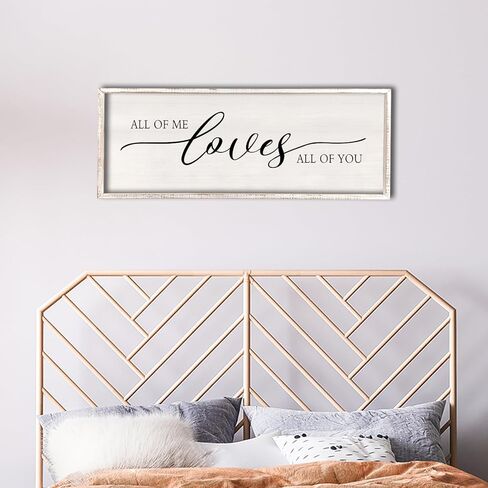 All Of Me Loves All Of You Wall Decor 40''×15'' Modern Master Bedroom Above Bed Sign Large Vintage Wood Framed Farmhouse Over Bed Bedside Wall Home Love Quote Wall Art Hanging (Wood) in Saudi Arabia