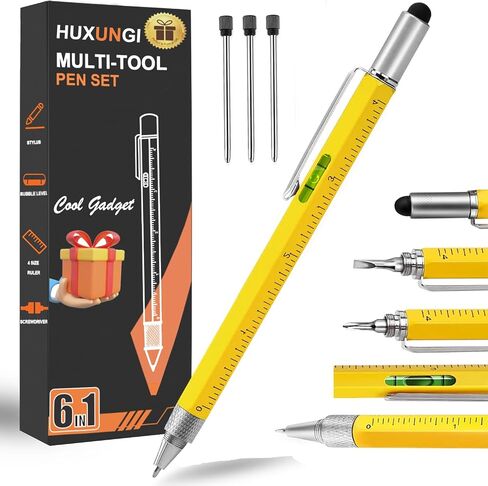 Gifts for Men,6 in 1 Multitool Pen with Level Ruler,Dad Gifts Father Day Gifts from Son Daughter, Personalized Pen Gifts for Dad,Women,Husband,Teen,Birthday Gifts Cool Gadgets for Men Women in Saudi Arabia