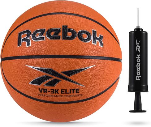 Reebok Hi Vis Elite Basketball, Official Size, Composite Leather, Anti-Slip Grip, Consistent Shape Retention, Includes Pump & Needle, VR-3K Series in Saudi Arabia