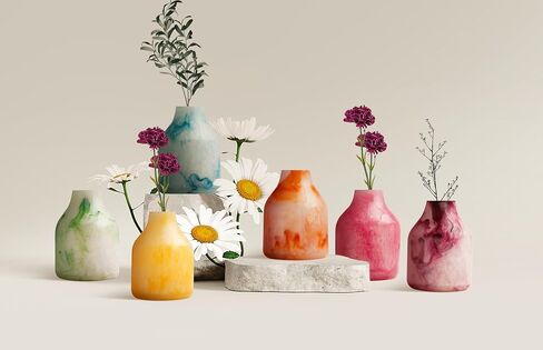 Small Ceramic Vase Set of 3 Vases for Flowers,Modern Floral Bud Vase Living Room Decor,Boho Vases Bathroom Decor,Table Decor,Home Decoration Cute Flower Vase - Berry Blue in Saudi Arabia