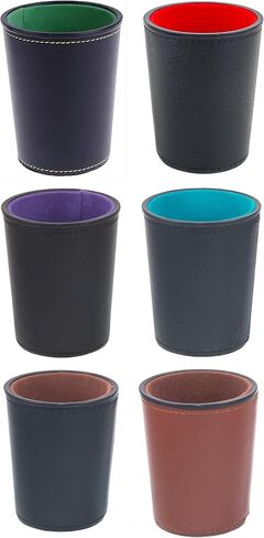 كوب نرد جلدي من Bamboo's Grocery LoKii، بطانة داخلية مبطنة باللباد تمامًا، 6 أكواب شاكر و30 نرد منقطة، حقيبة حمل واحدة، أسود وأرجواني in Kuwait