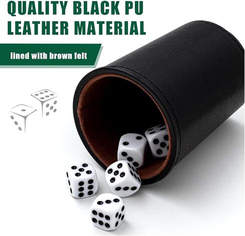 كوب نرد جلدي من Bamboo's Grocery LoKii، بطانة داخلية مبطنة باللباد تمامًا، 6 أكواب شاكر و30 نرد منقطة، حقيبة حمل واحدة، أسود وأرجواني in Kuwait